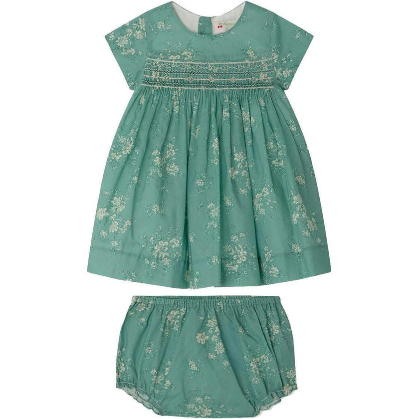 BONPOINT Maruska Baby Dress & Bloomers - Emerald