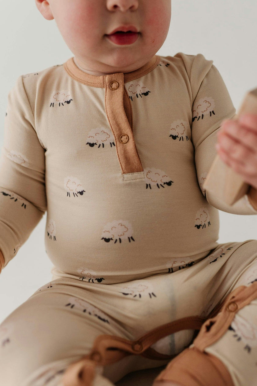 Baby Boy Snap Romper in Sheep