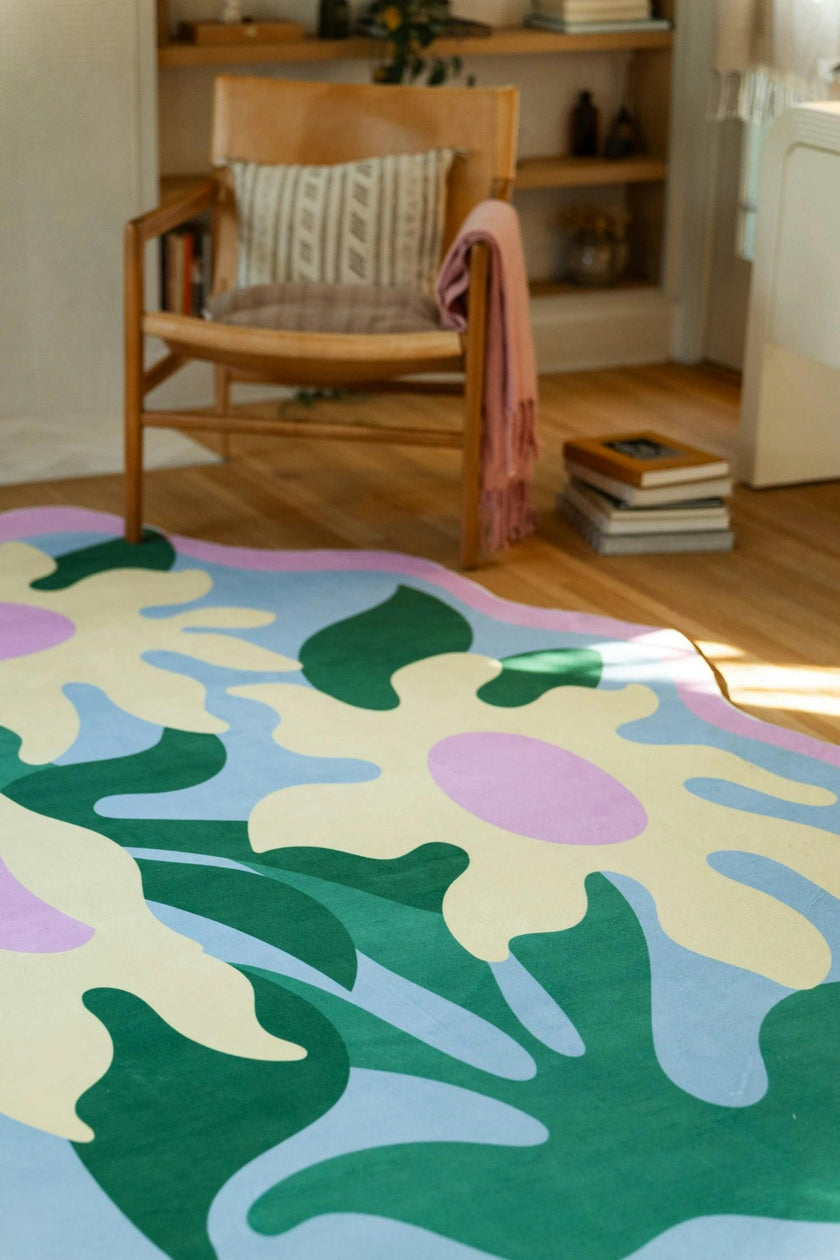 Colorful Wavy Flower Rug by Maggie Stephenson