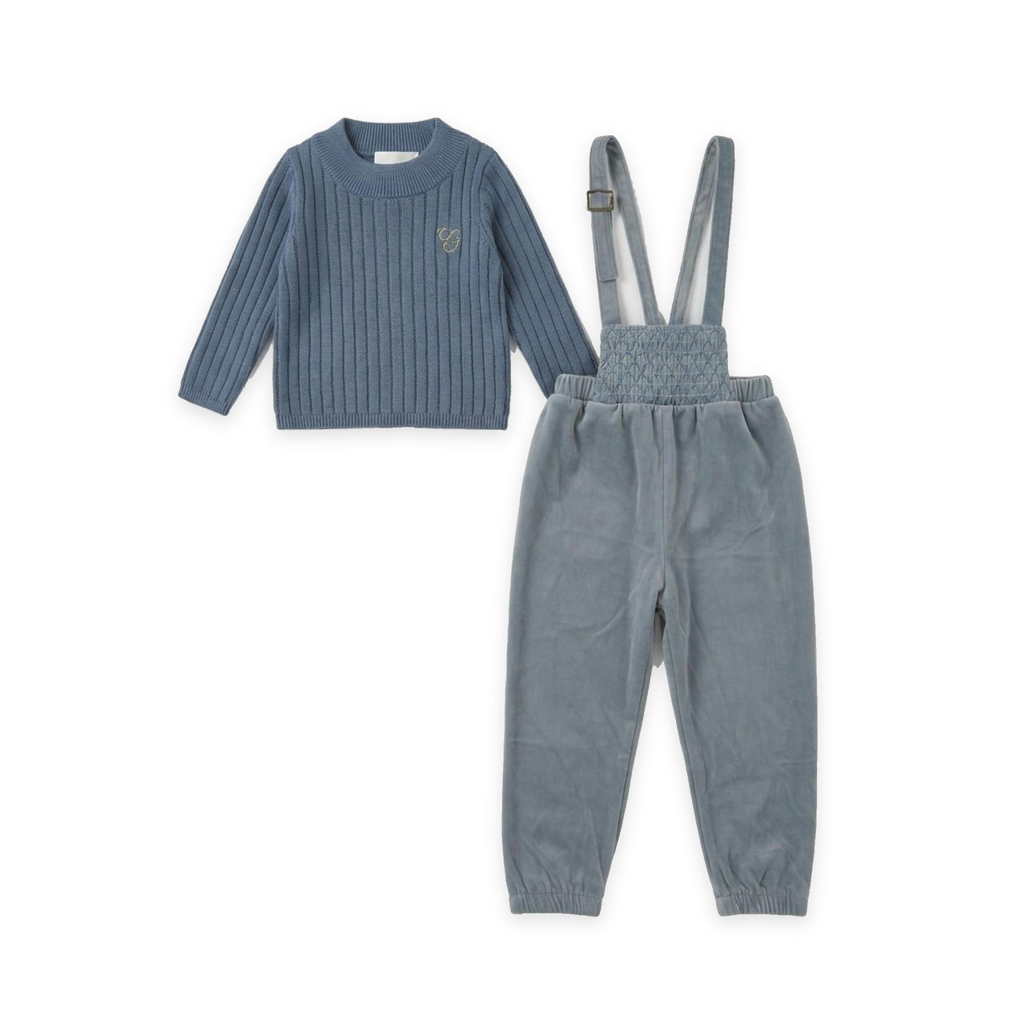 Knit Overall & Mock Neck Top Set