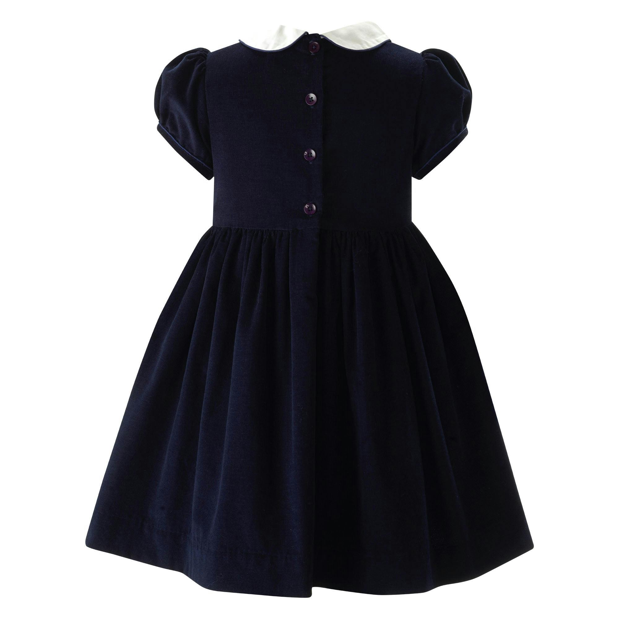 ABC Peter Pan Collar Short Puff Sleeve Smocked Dress