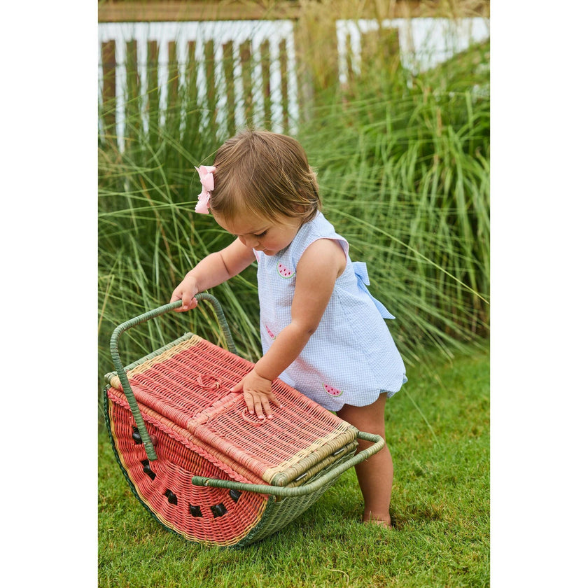 Embroidered Bow Back Bloomer Set - Watermelon