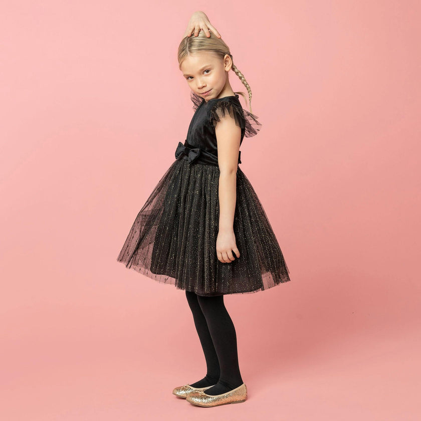 Wednesday Velvet & Glitter Tulle Party Dress