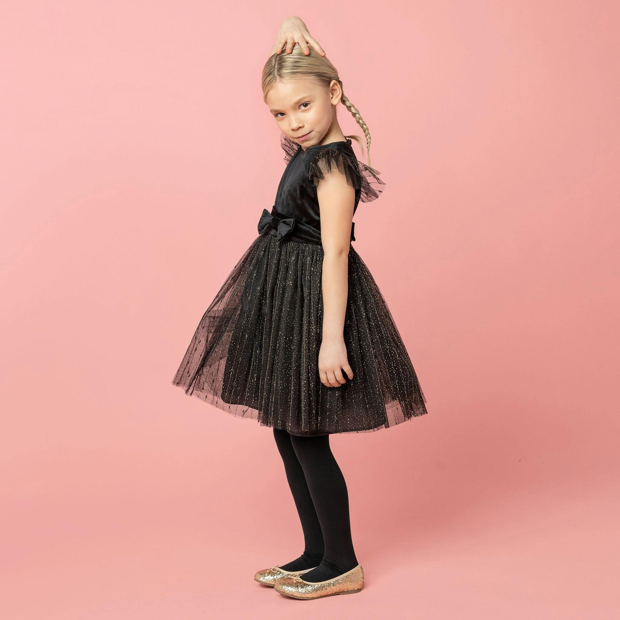 Wednesday Velvet & Glitter Tulle Party Dress