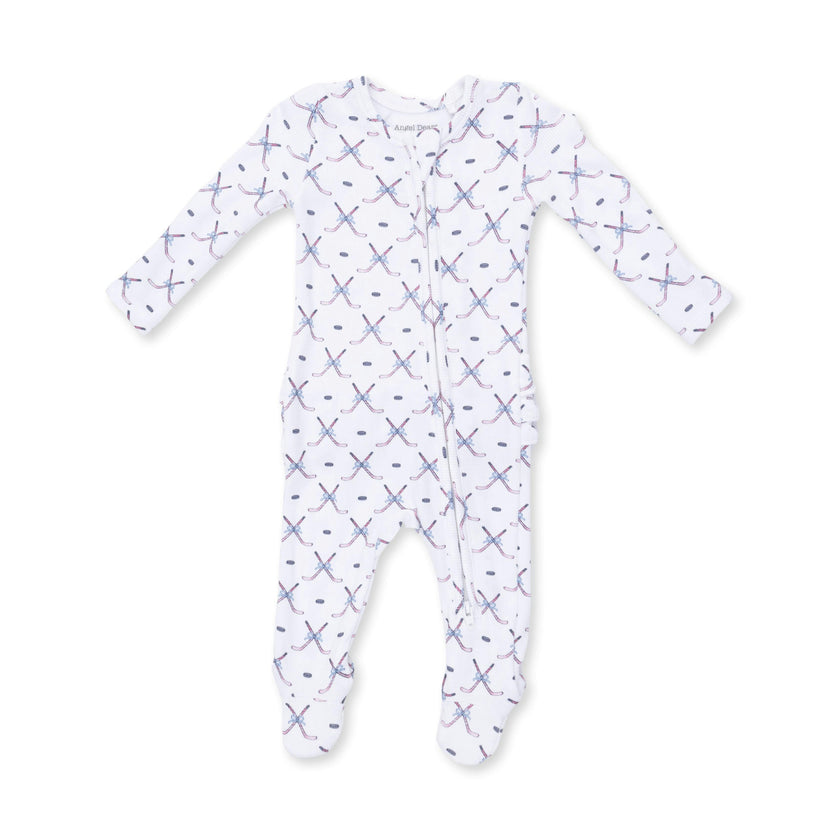 Simple Hockey Pink - 2 Way Ruffle Back Zipper Footie