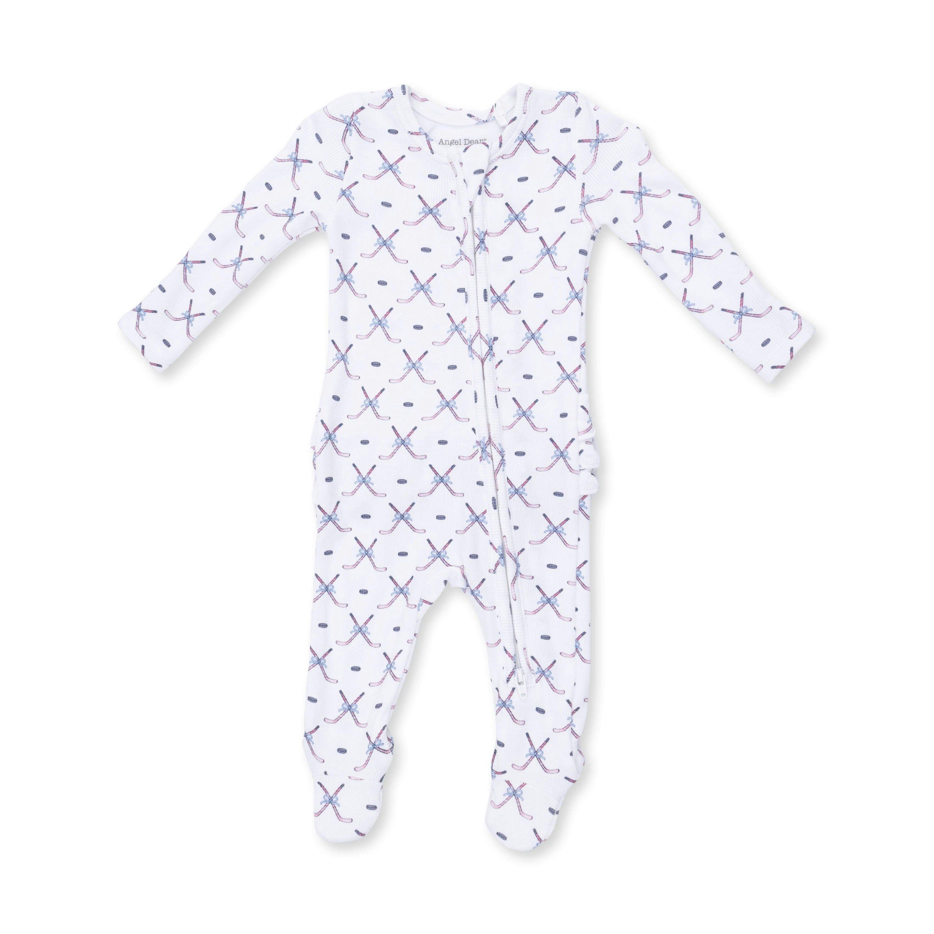 Simple Hockey Pink - 2 Way Ruffle Back Zipper Footie