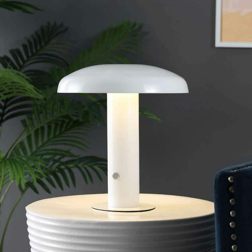 Suillius 11" Contemporary Bohemian Rechargeable/Cordless Iron Integrated LED Mushroom Table Lamp