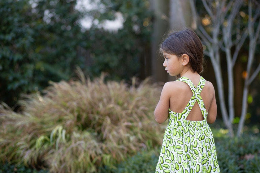 Cross Back Twirly Dress in Pickles