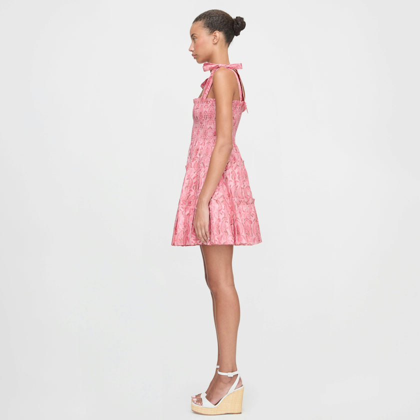 The Ribbon Charlotte Nap Dress - Pink Palm Ikat