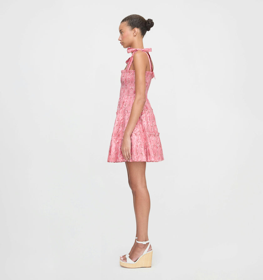 The Ribbon Charlotte Nap Dress - Pink Palm Ikat