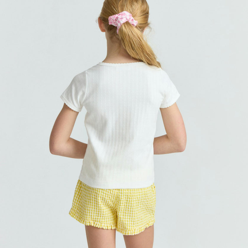 girls shell white pointelle shirt