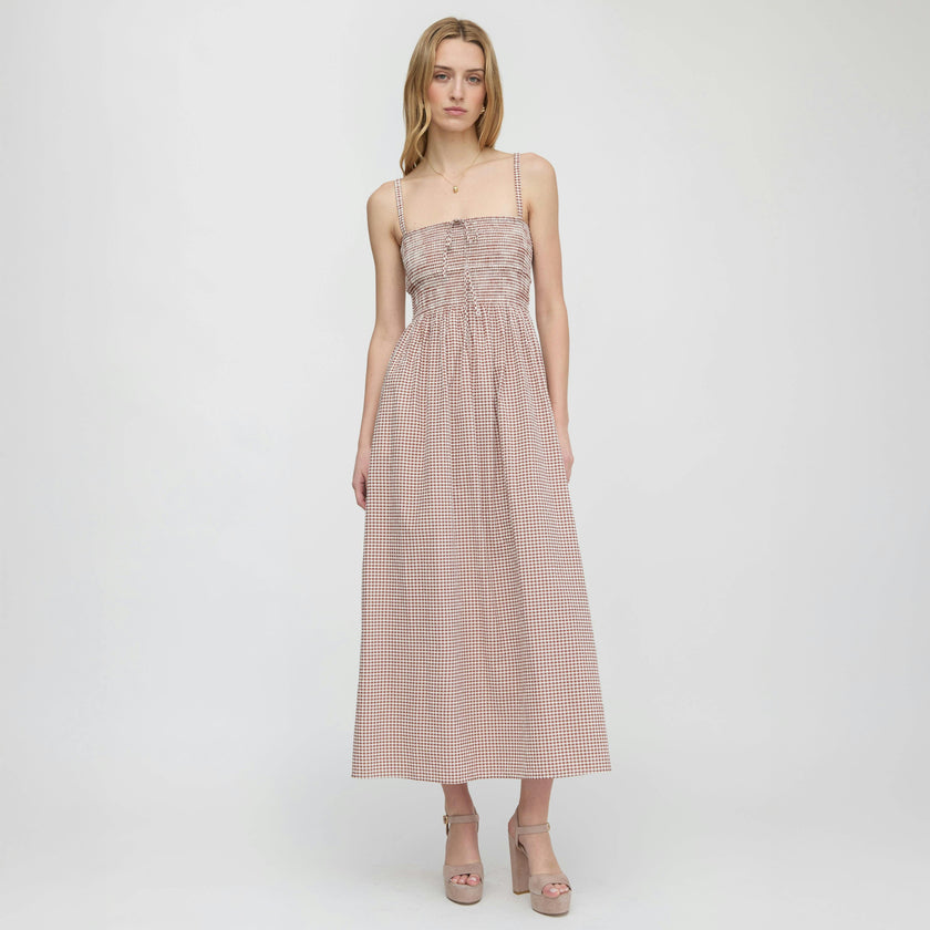 The Larissa Nap Dress - Cognac Gingham