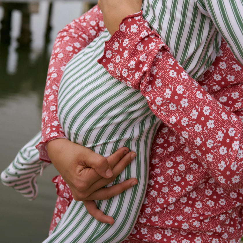women's holiday bloom pima pajamas set