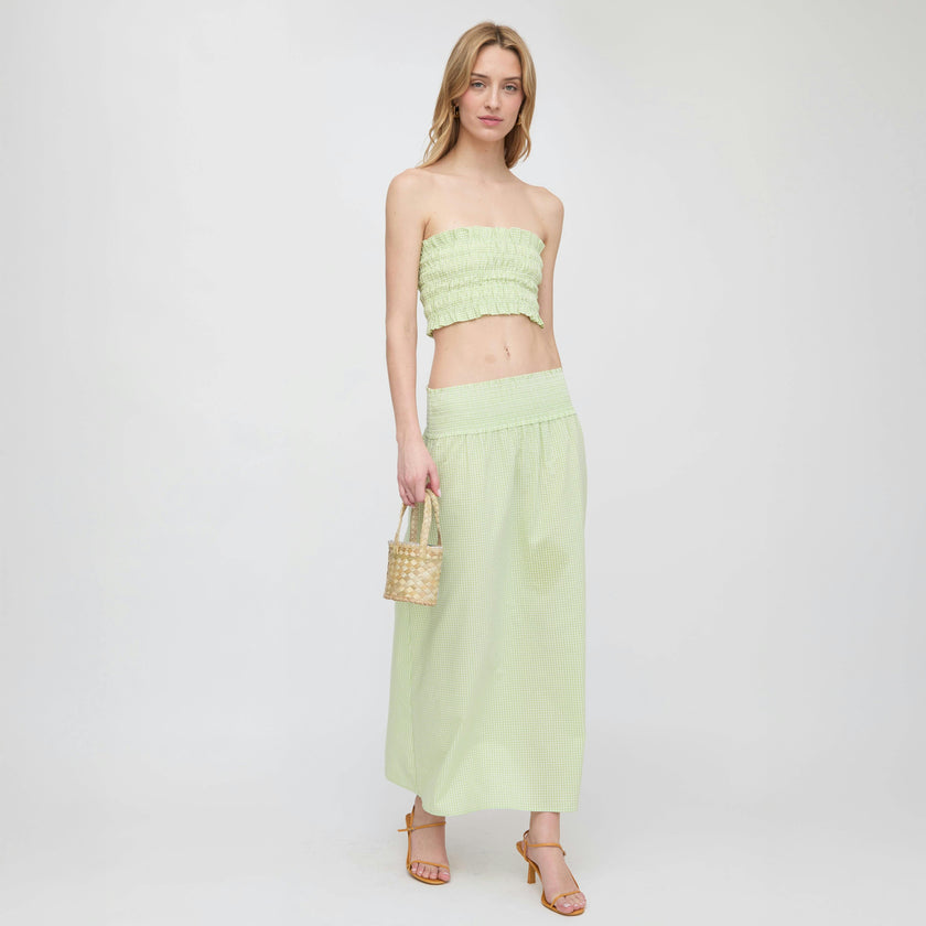 The Delphine Nap Skirt - Lime Gingham