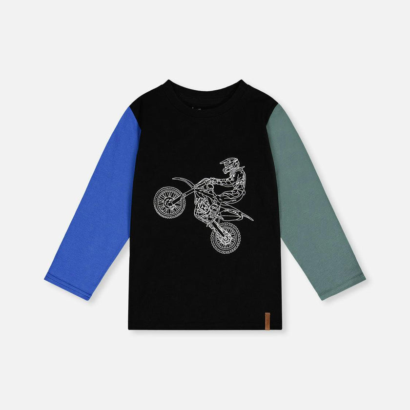 Long Sleeve T-Shirt Black, Blue And Green