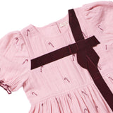 Girls Liliana Dress - Pink Velvet Bow