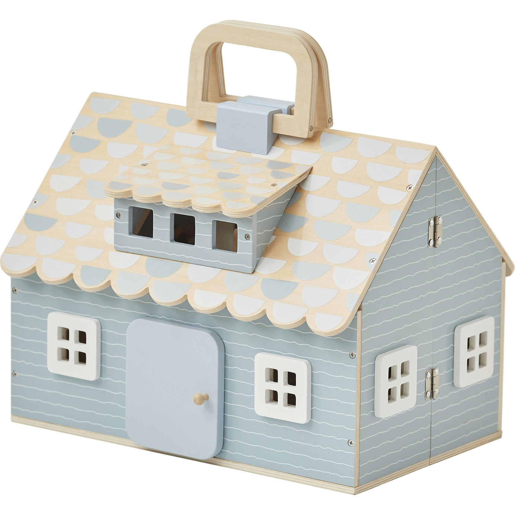 Olivia's Little World Quaint Little Cottage Portable Dollhouse - Powder Blue/Wood