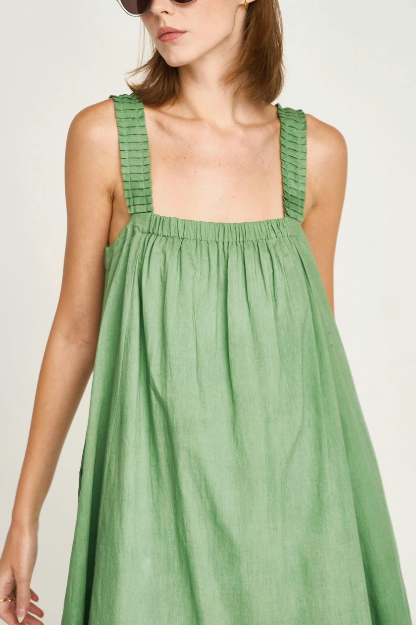 Monaco Dress in Mint Embroidered Deco