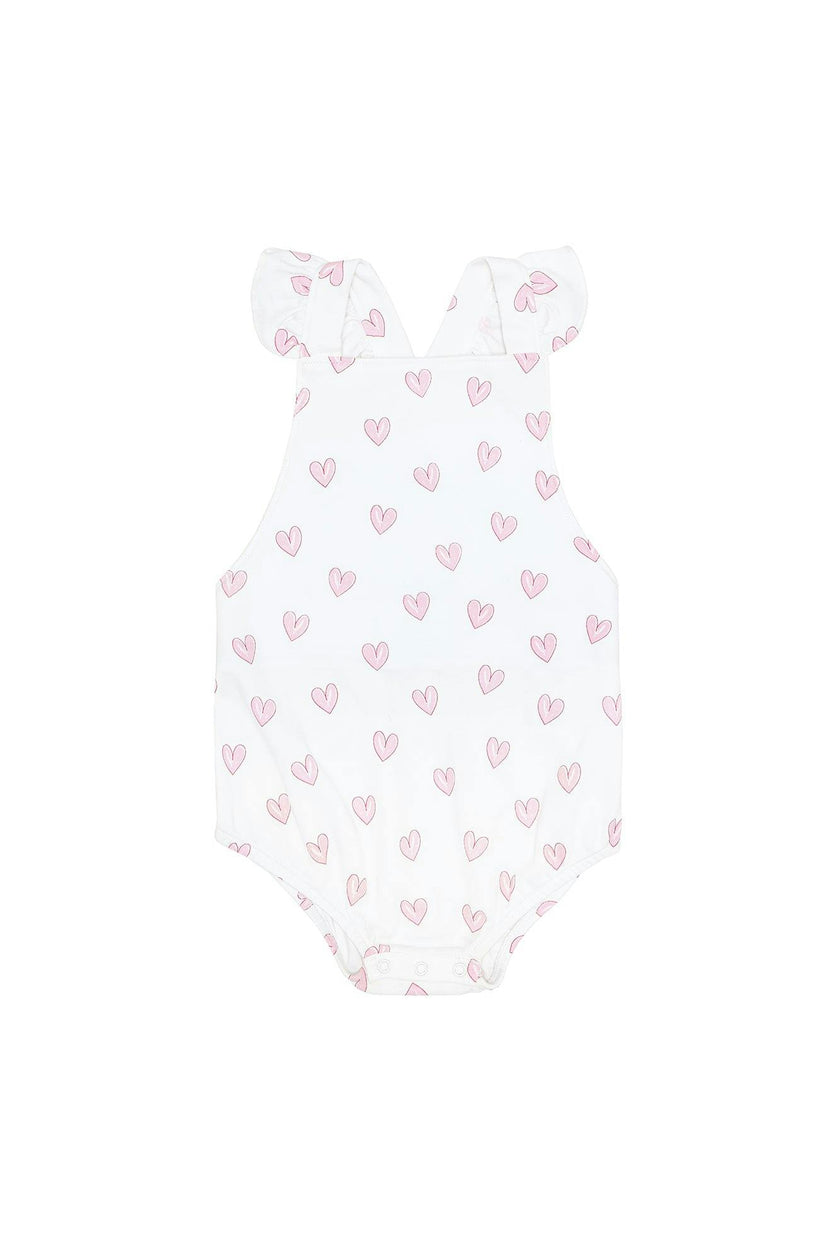 Pink Heart Print Ruffle Bubble