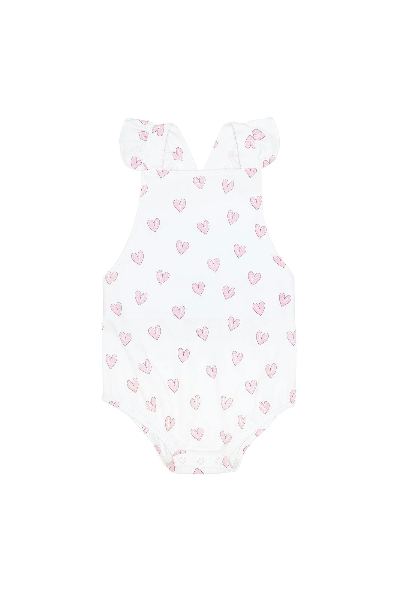 Pink Heart Print Ruffle Bubble