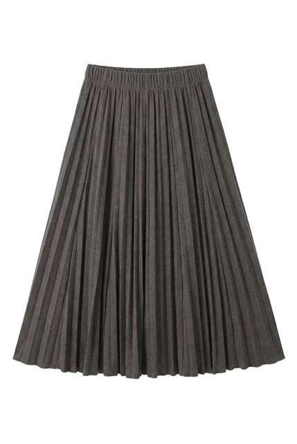 Waffle Textured Crinkle Pleated Skirt