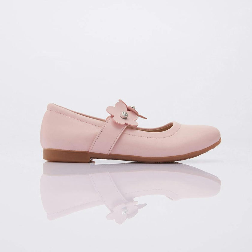 Pink Flower Strap Flats
