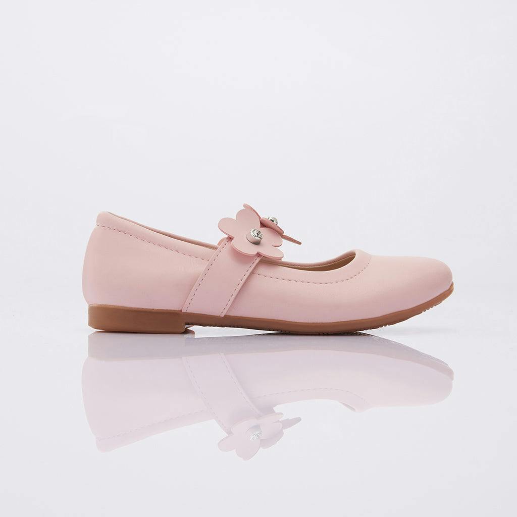 Pink Flower Strap Flats