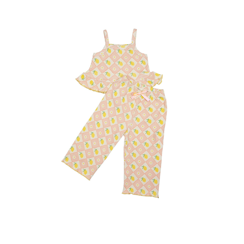 Rib Pant Set in Lemon Twist