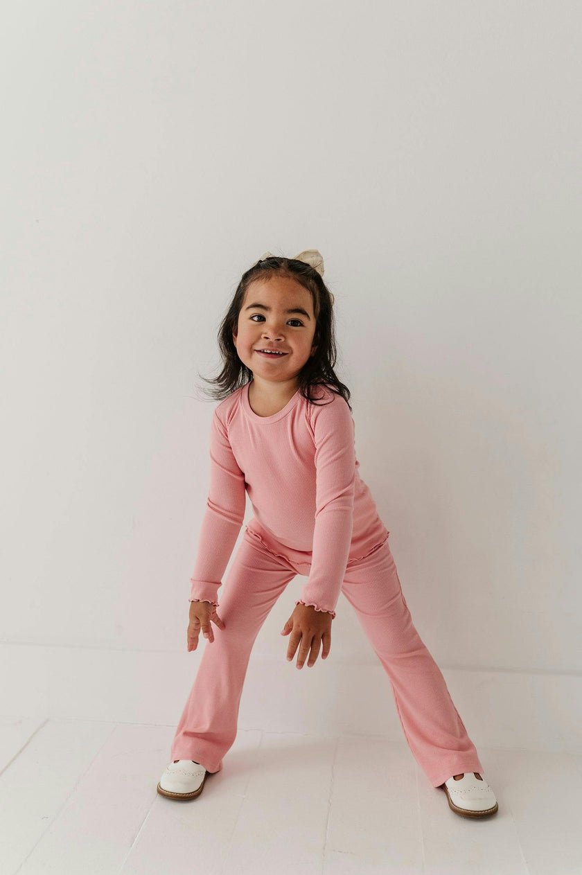Girls Flare Pants in Rose Elegance