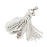 Packed Party More Metallic Portable Charging Tassel Keychain - Holographic Vegan Leather Keychain USB Charger Compatible with iPhone and Android, 1 Inch Keyring