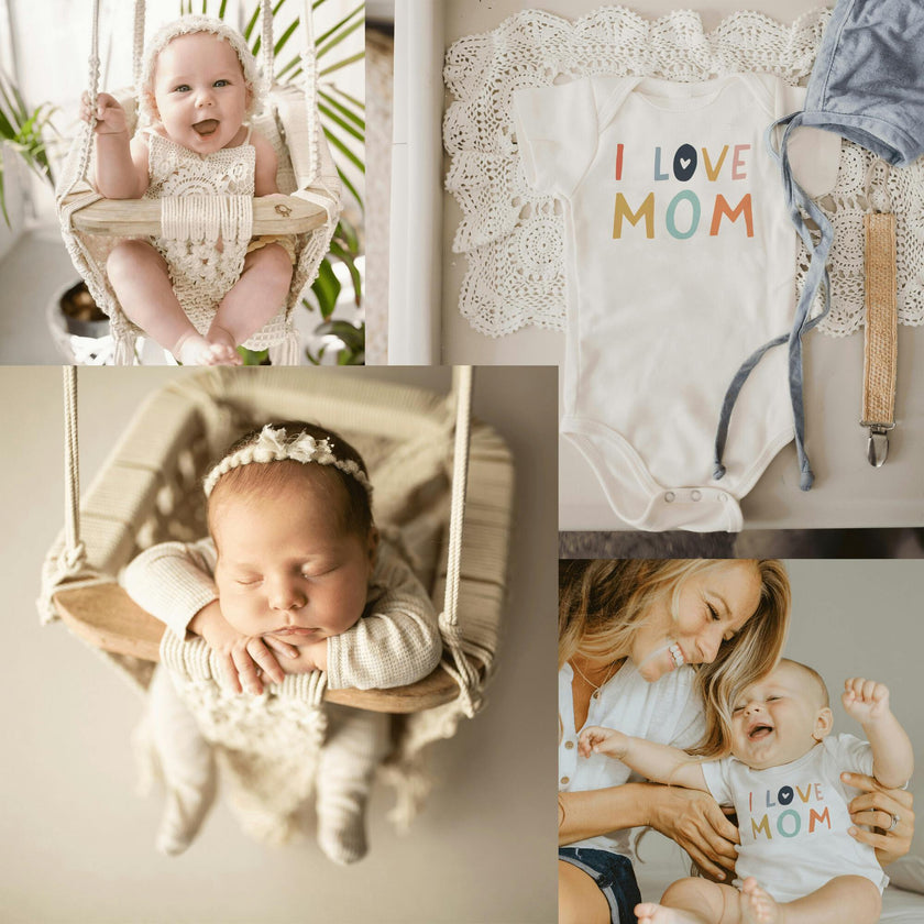 Macrame Swing & Love Mom Bodysuit Bundle