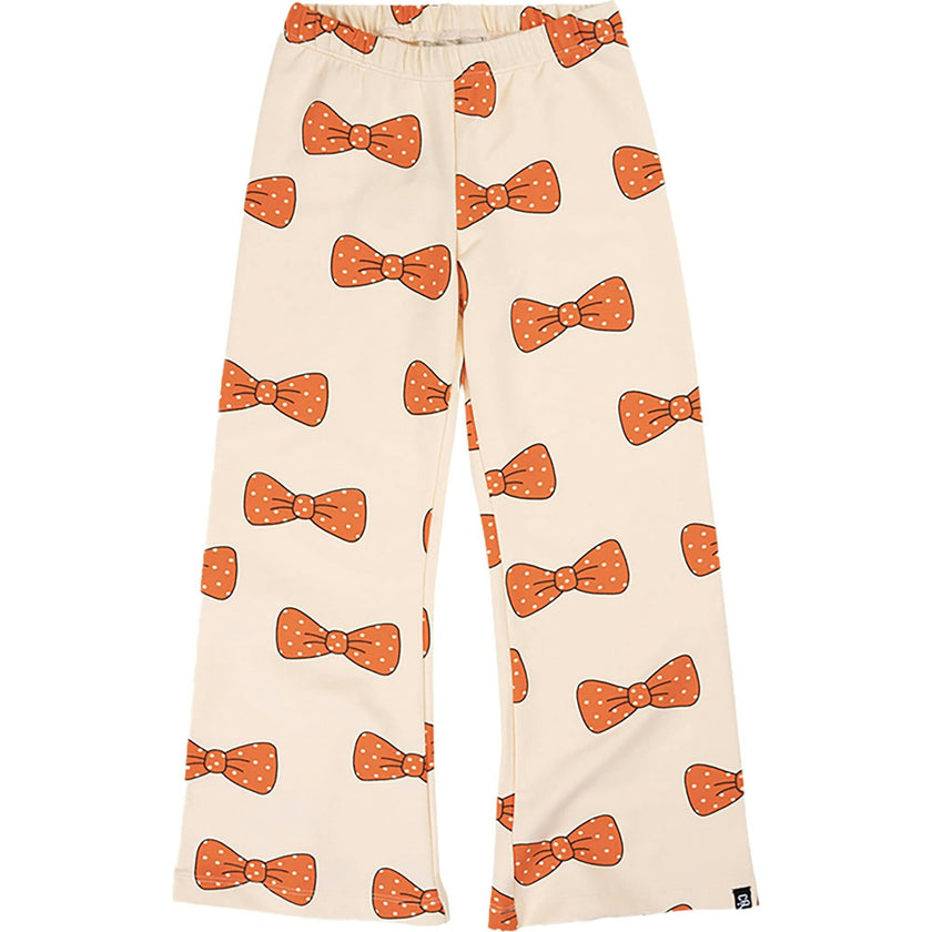 All-over Bow Graphic Print Elastic Waistband Wide Leg Flared Leggings