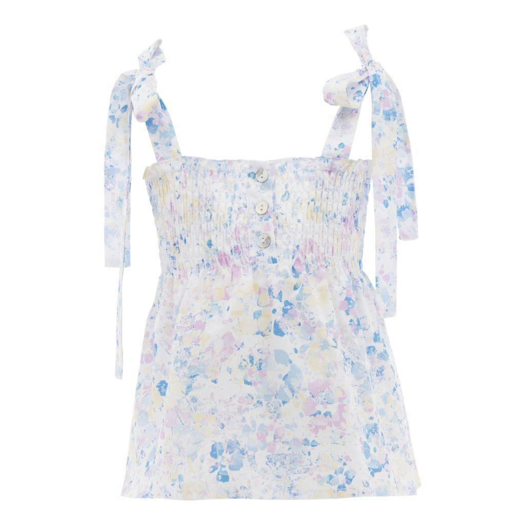 White Floral Summer Blouse