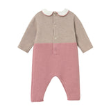 Pink Tricot Romper with Bow Detail
