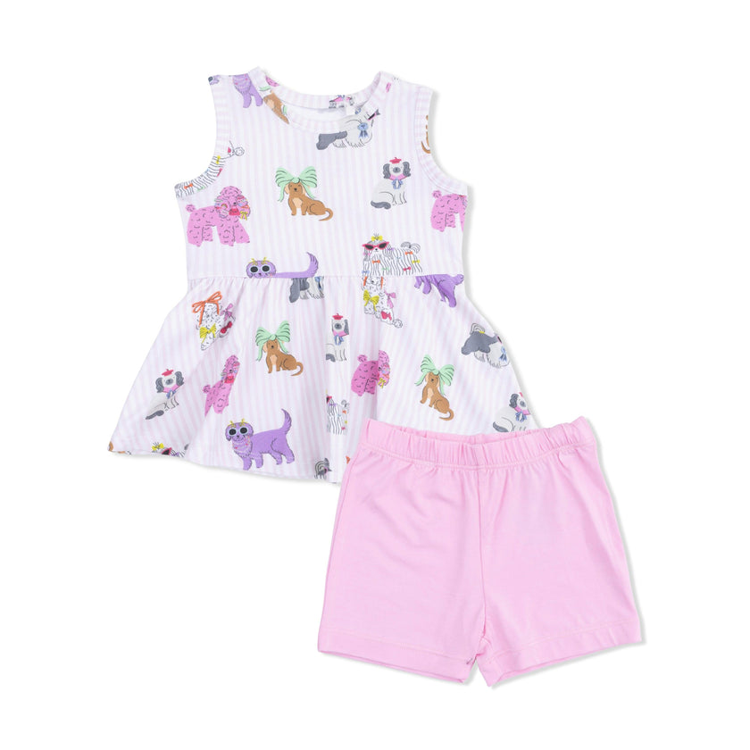 Fancy Dogs - Peplum Tank Top and Bike Short