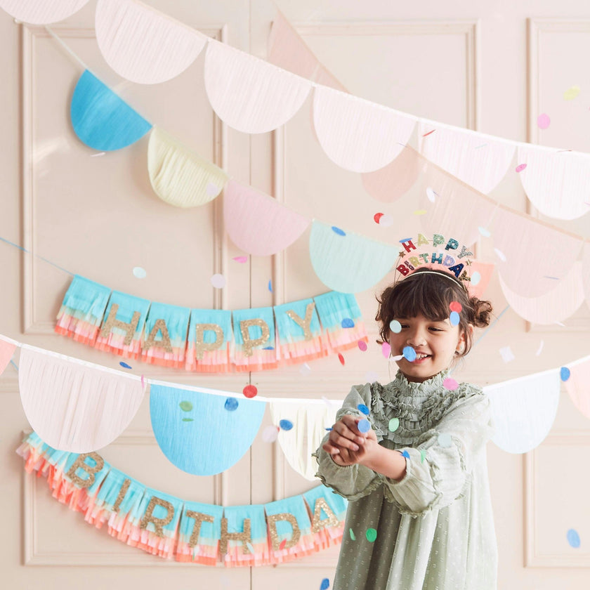 Rainbow Tissue Paper Scallop Garland Set
