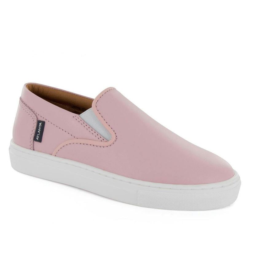 Smooth Leather Slip On Sneakers, Pink