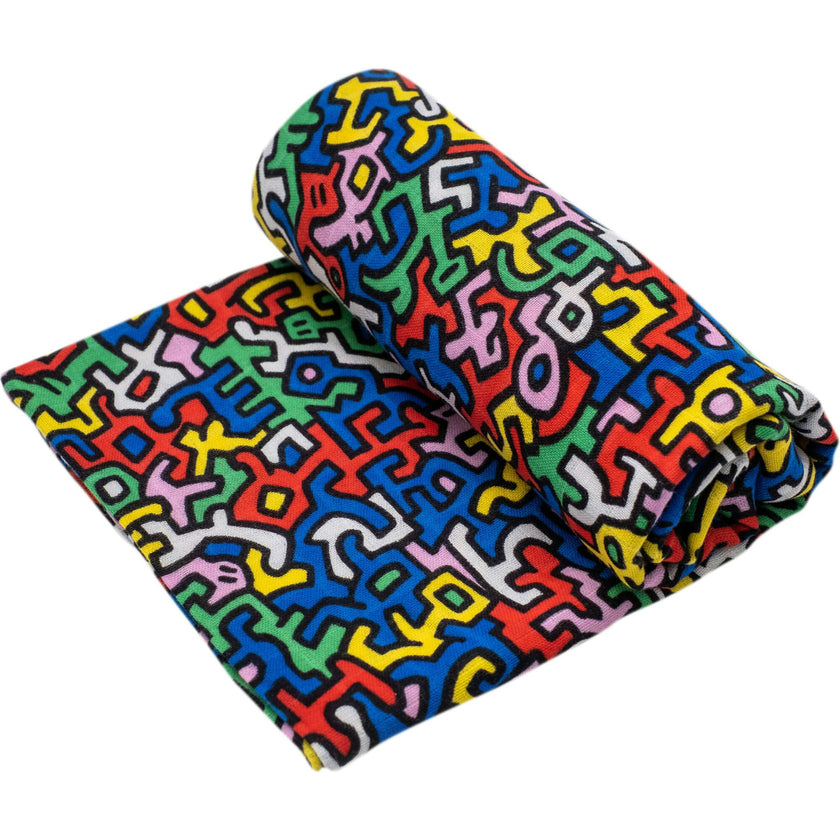Etta Loves X Keith Haring XL 'Brazil' Print Muslin Multi-Purpose Square Blanket