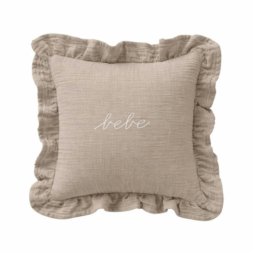 DH Taupe Gauze Bebe Ruffle Accent Pillow