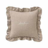 DH Taupe Gauze Bebe Ruffle Accent Pillow