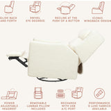 Kiwi Plus Power Glider Recliner W/ Power Headrest In Cream Shearling
