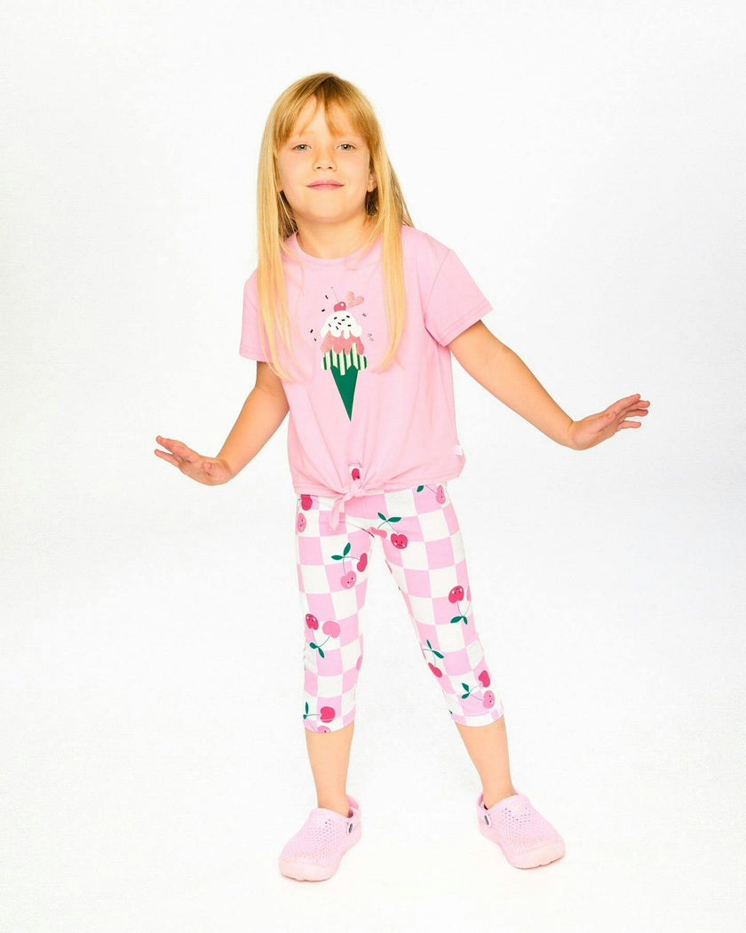 Organic Cotton Jersey T-Shirt With Tie At Waist