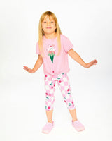 Organic Cotton Jersey Capri Pink Printed Cherries
