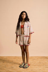 BARCOS KNIT SHORTS OFF WHITE / RED