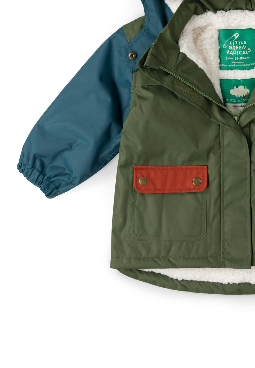 Chive Green Recycled Waterproof Winter Coat, Green