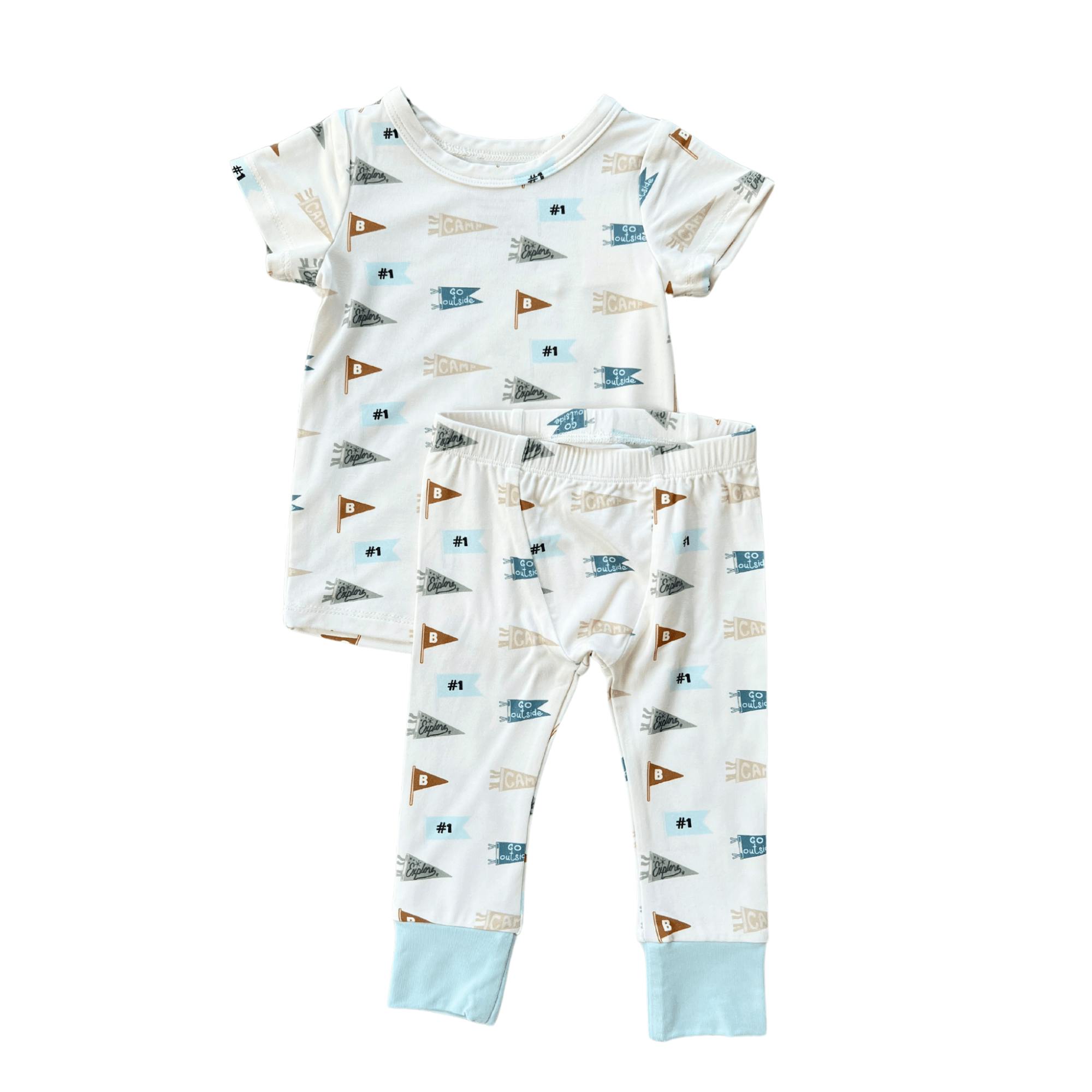 Short Sleeve Lounge Set Retro Banner