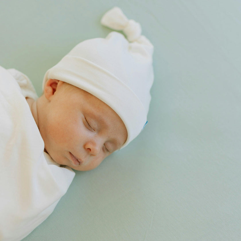Stretch Knit Swaddle and Hat Set - White