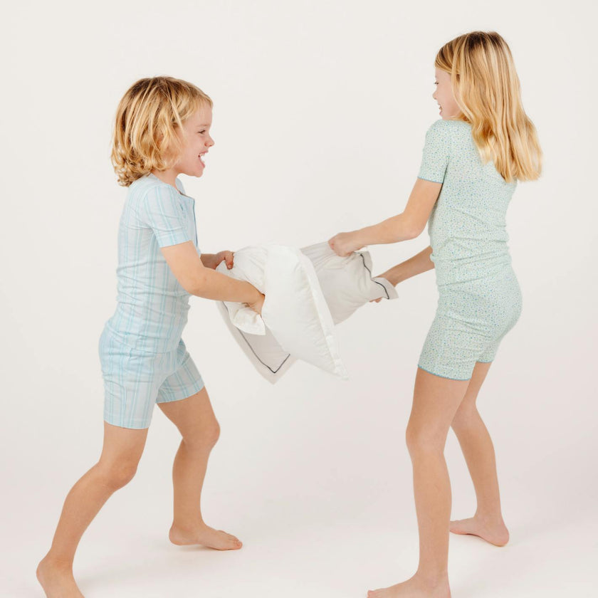 Unisex Pima Striped Shirt & Short Pajamas Set