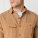 Men's Organic Flannel Double Pocket Button Down Shirt, Brown