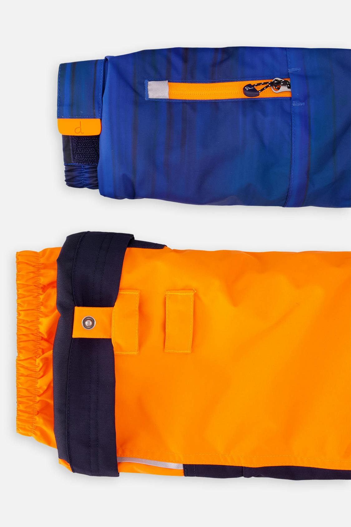 Two Piece Play Snowsuit Navy Blue and Orange with Orange Pants